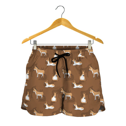 Cartoon Kulan Donkey Pattern Print Women's Shorts