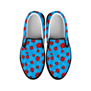 Cartoon Ladybird Pattern Print Black Slip On Shoes