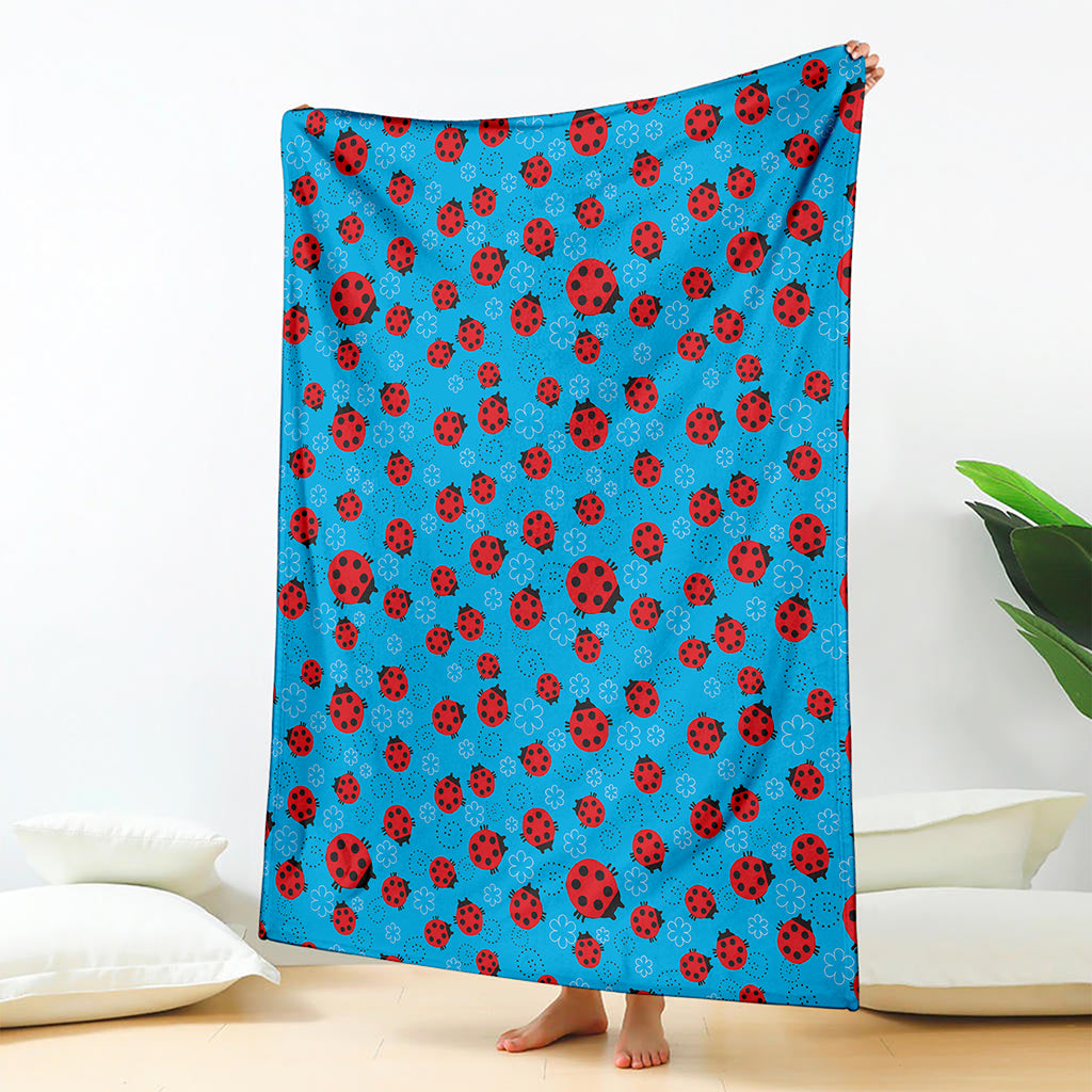 Cartoon Ladybird Pattern Print Blanket