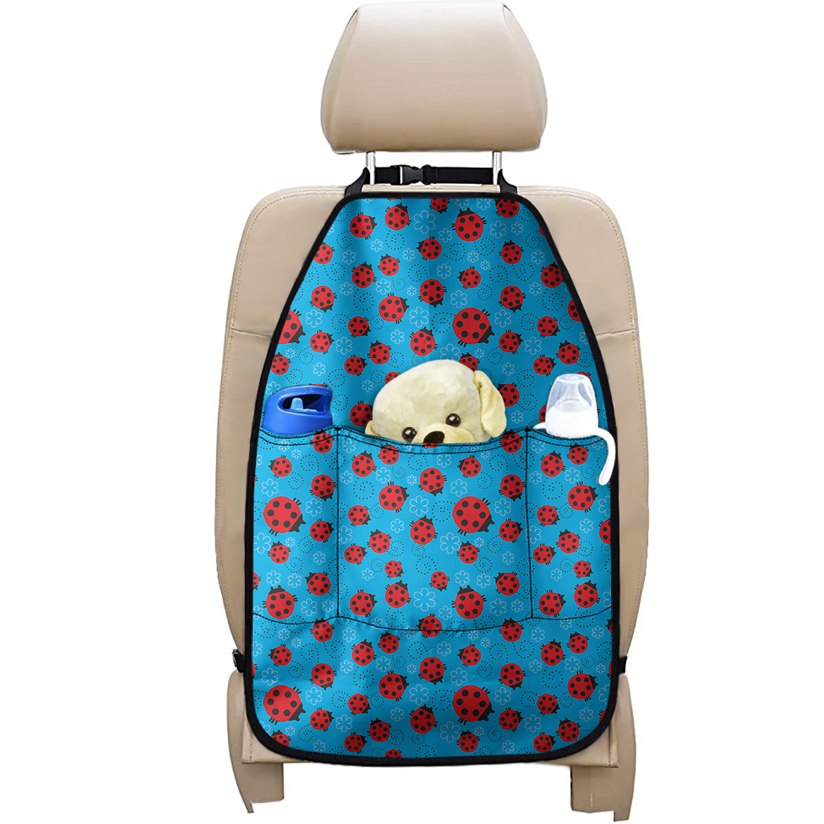 Cartoon Ladybird Pattern Print Car Seat Organizers