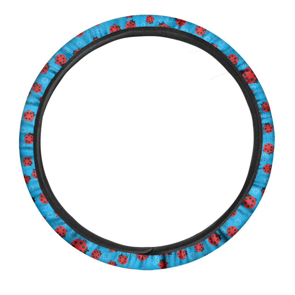 Cartoon Ladybird Pattern Print Car Steering Wheel Cover