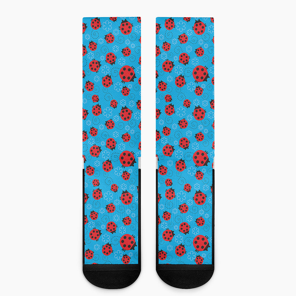 Cartoon Ladybird Pattern Print Crew Socks