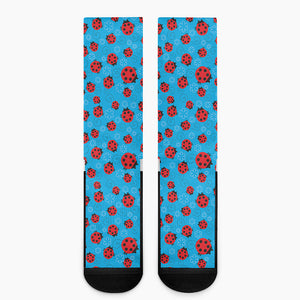 Cartoon Ladybird Pattern Print Crew Socks