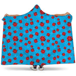 Cartoon Ladybird Pattern Print Hooded Blanket