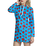 Cartoon Ladybird Pattern Print Hoodie Dress