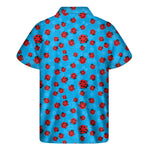 Cartoon Ladybird Pattern Print Men's Short Sleeve Shirt