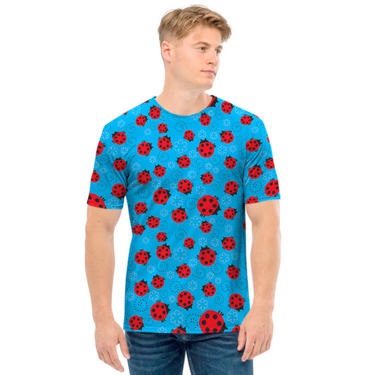 Cartoon Ladybird Pattern Print Men's T-Shirt