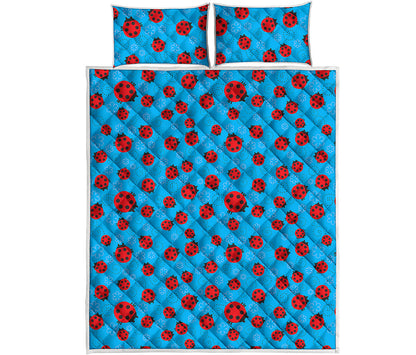 Cartoon Ladybird Pattern Print Quilt Bed Set