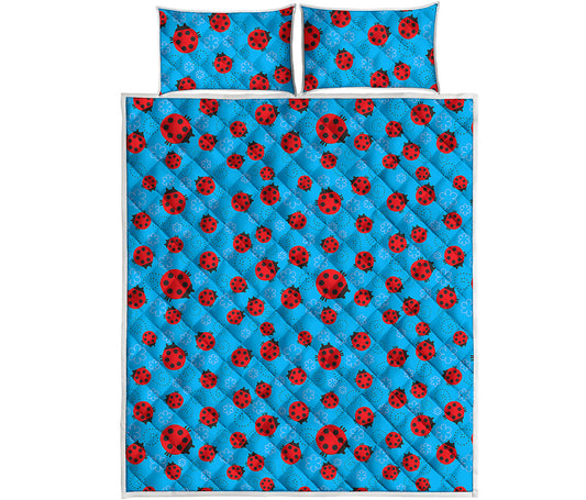 Cartoon Ladybird Pattern Print Quilt Bed Set