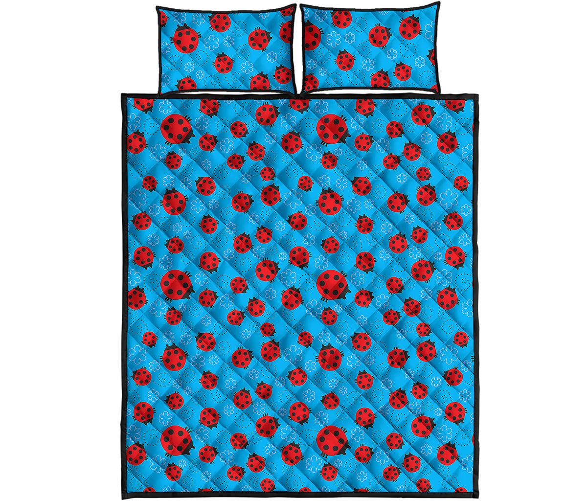 Cartoon Ladybird Pattern Print Quilt Bed Set