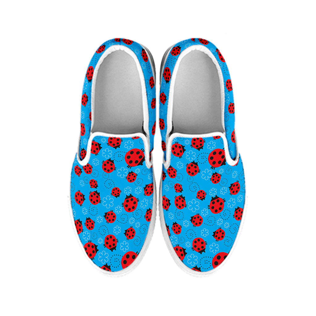 Cartoon Ladybird Pattern Print White Slip On Shoes