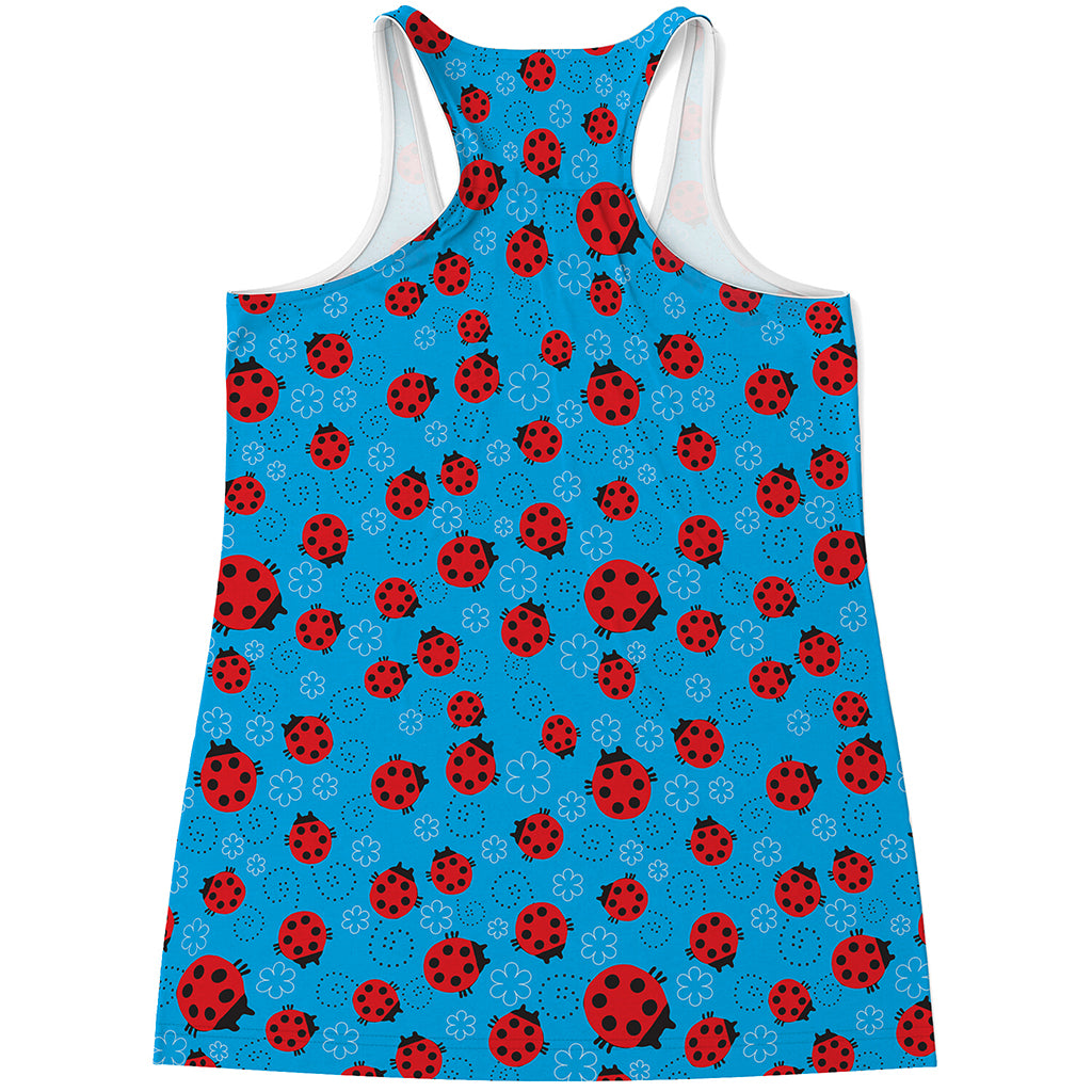 Cartoon Ladybird Pattern Print Women's Racerback Tank Top