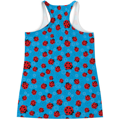 Cartoon Ladybird Pattern Print Women's Racerback Tank Top