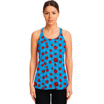 Cartoon Ladybird Pattern Print Women's Racerback Tank Top