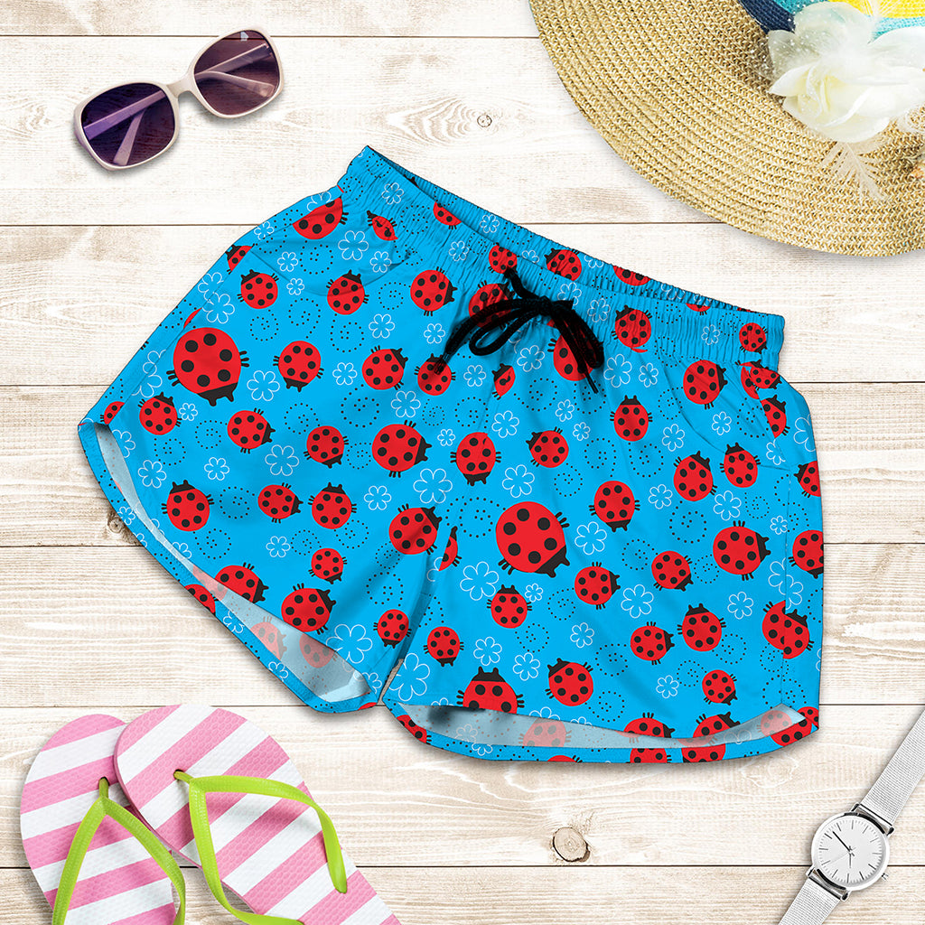 Cartoon Ladybird Pattern Print Women's Shorts