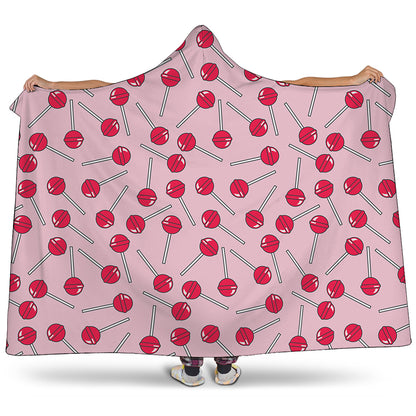 Cartoon Lollipop Pattern Print Hooded Blanket