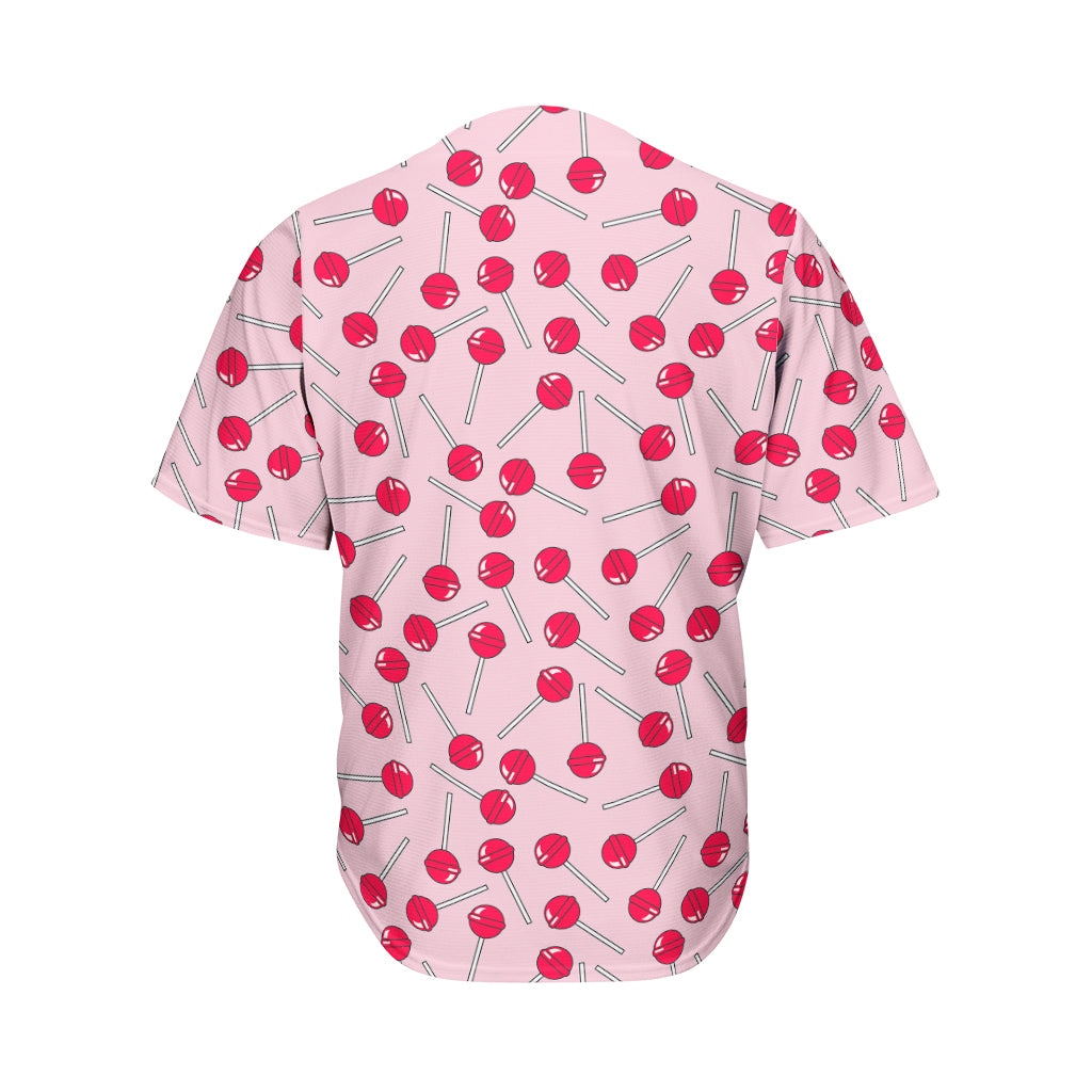 Cartoon Lollipop Pattern Print Men's Baseball Jersey