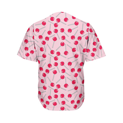 Cartoon Lollipop Pattern Print Men's Baseball Jersey
