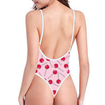 Cartoon Lollipop Pattern Print One Piece High Cut Swimsuit