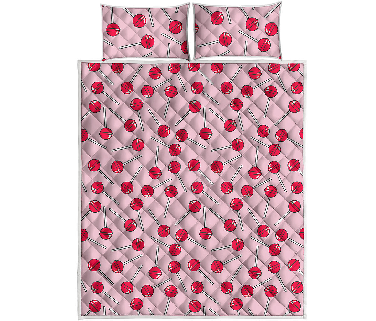 Cartoon Lollipop Pattern Print Quilt Bed Set