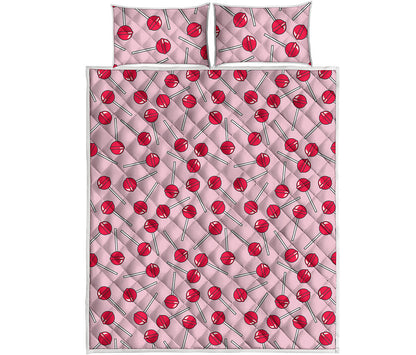 Cartoon Lollipop Pattern Print Quilt Bed Set
