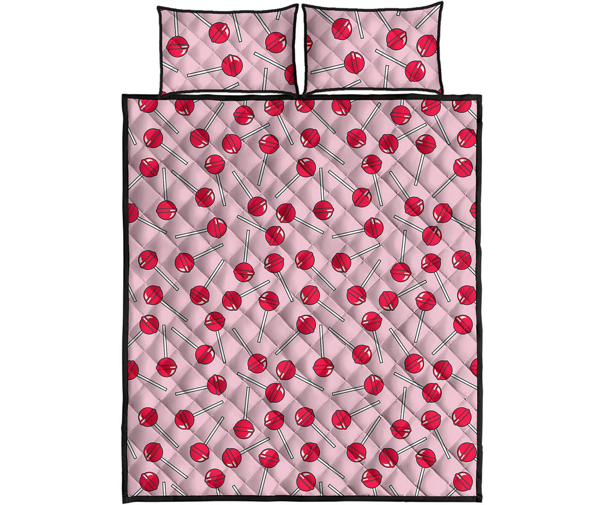 Cartoon Lollipop Pattern Print Quilt Bed Set
