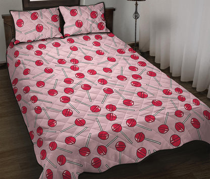 Cartoon Lollipop Pattern Print Quilt Bed Set