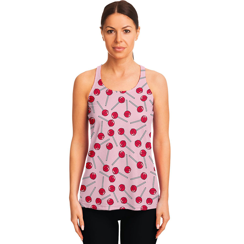 Cartoon Lollipop Pattern Print Women's Racerback Tank Top