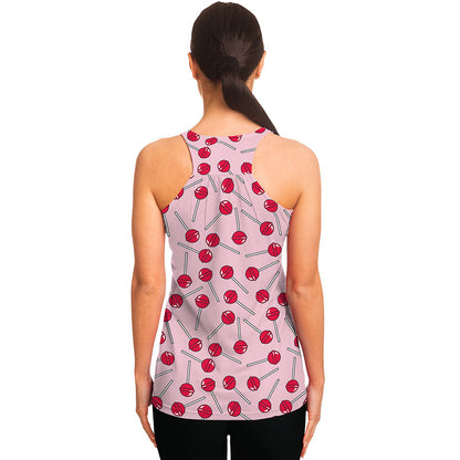Cartoon Lollipop Pattern Print Women's Racerback Tank Top