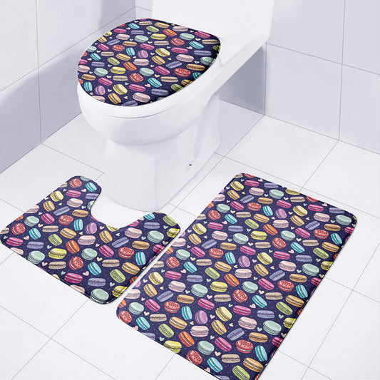 Cartoon Macaron Pattern Print 3 Piece Bath Mat Set