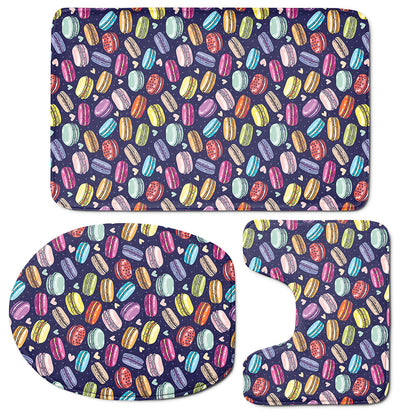 Cartoon Macaron Pattern Print 3 Piece Bath Mat Set