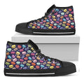 Cartoon Macaron Pattern Print Black High Top Sneakers