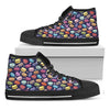 Cartoon Macaron Pattern Print Black High Top Shoes