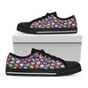 Cartoon Macaron Pattern Print Black Low Top Shoes