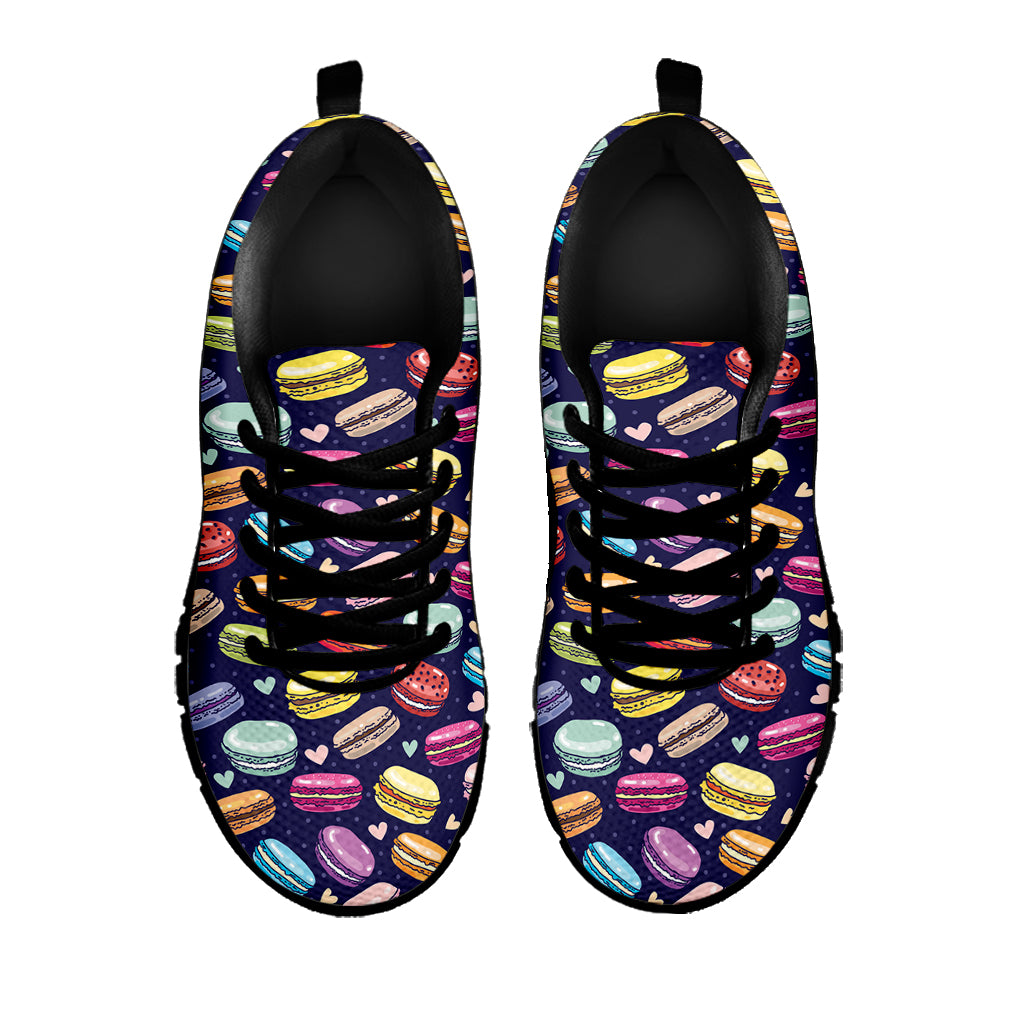 Cartoon Macaron Pattern Print Black Sneakers