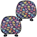 Cartoon Macaron Pattern Print Car Headrest Covers