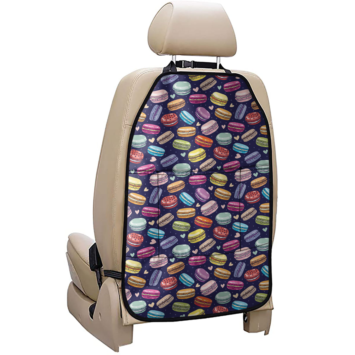 Cartoon Macaron Pattern Print Car Seat Organizers