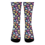 Cartoon Macaron Pattern Print Crew Socks