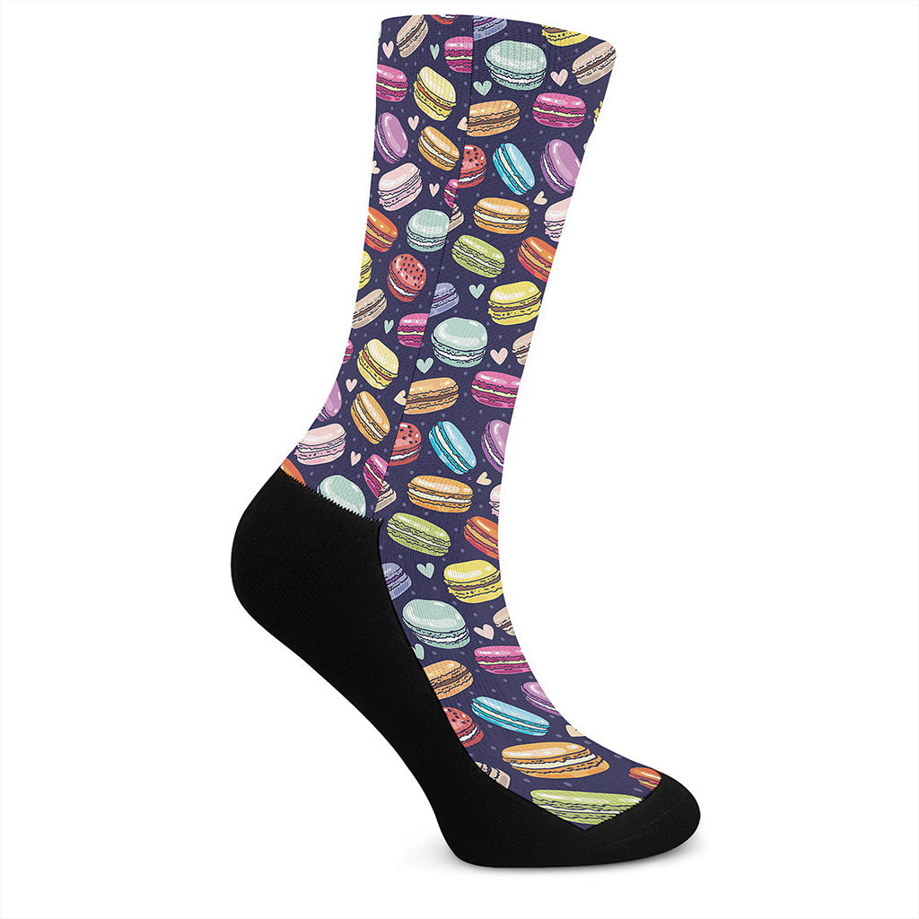 Cartoon Macaron Pattern Print Crew Socks