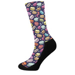 Cartoon Macaron Pattern Print Crew Socks