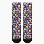 Cartoon Macaron Pattern Print Crew Socks