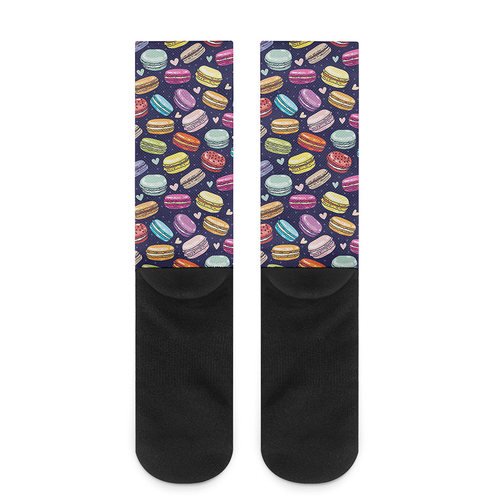 Cartoon Macaron Pattern Print Crew Socks