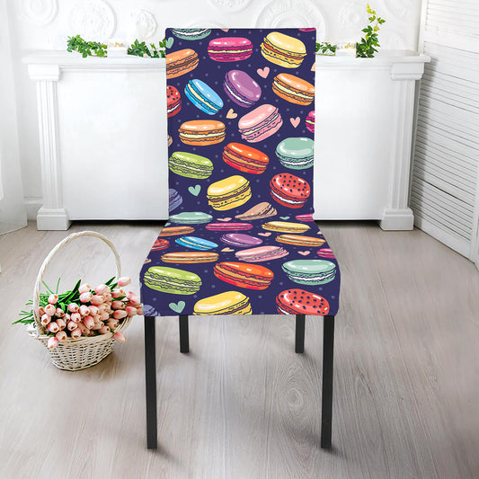 Cartoon Macaron Pattern Print Dining Chair Slipcover