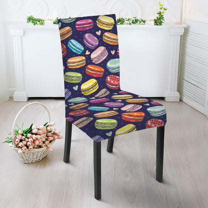 Cartoon Macaron Pattern Print Dining Chair Slipcover