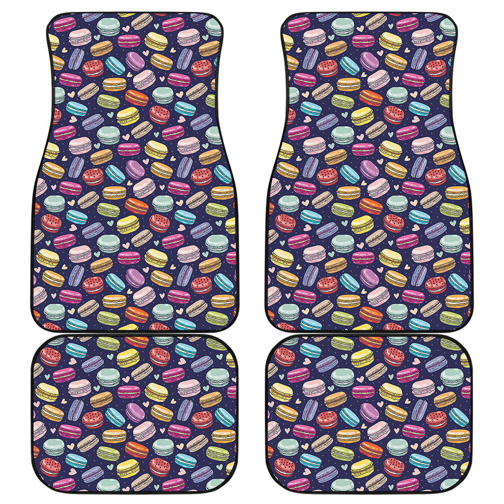 Cartoon Macaron Pattern Print Front and Back Car Floor Mats