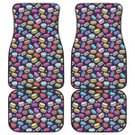 Cartoon Macaron Pattern Print Front and Back Car Floor Mats