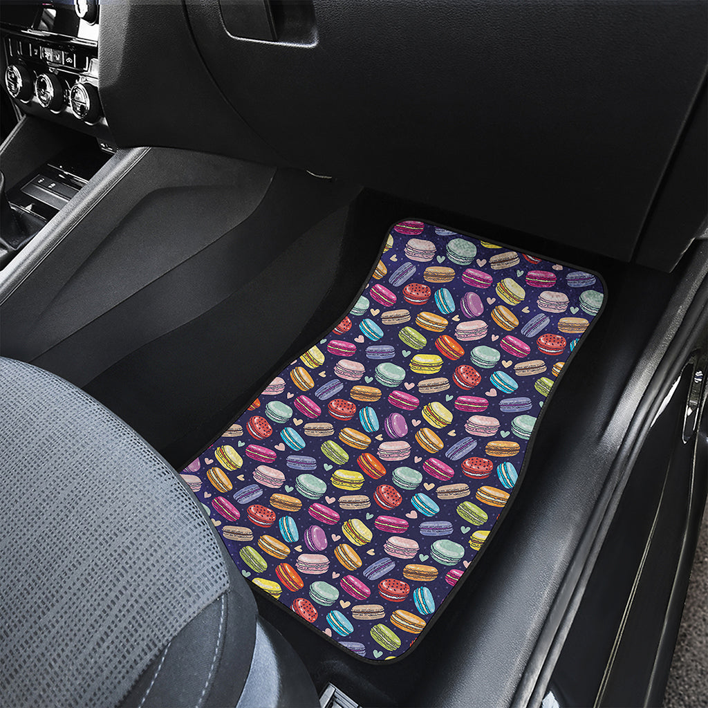 Cartoon Macaron Pattern Print Front and Back Car Floor Mats