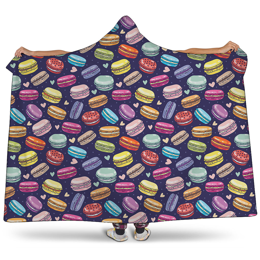 Cartoon Macaron Pattern Print Hooded Blanket