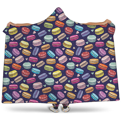Cartoon Macaron Pattern Print Hooded Blanket