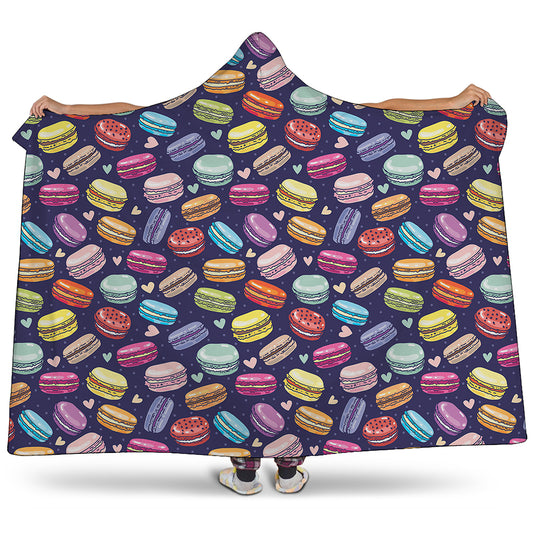 Cartoon Macaron Pattern Print Hooded Blanket